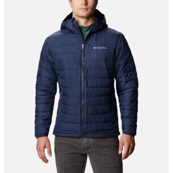 Columbia Powder Lite Hooded Insulated, Chamarras Azul Marino Para Hombre | 267315-MWP